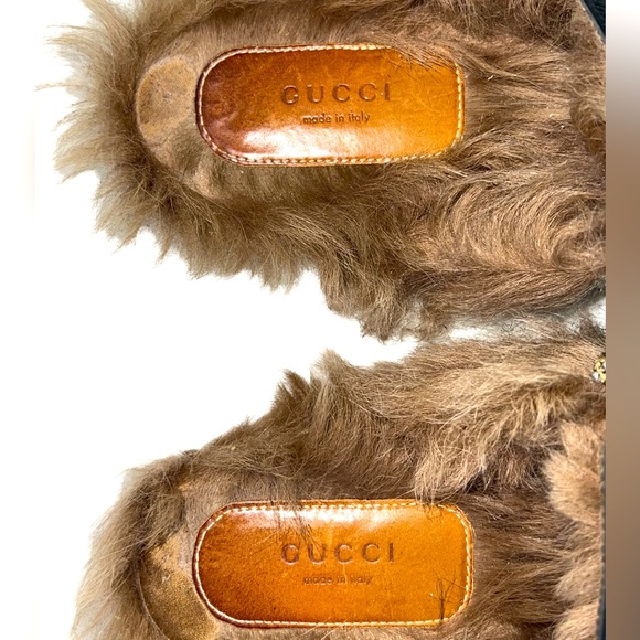 GUCCI PRINCETOWN BLACK LEATHER MULE SLIPPERS WITH CRYSTAL EMBELLISHMENTS - Picture 5 of 8